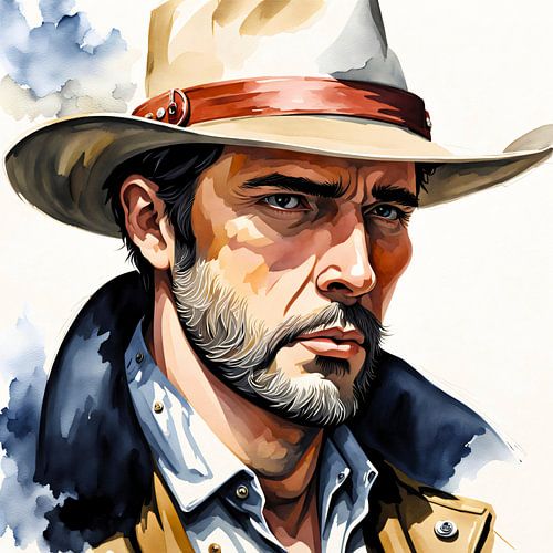 Voormalig Canadees pionier - Aquarelportret