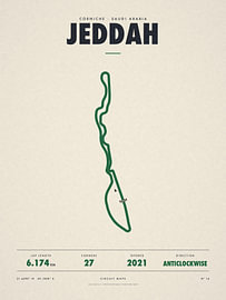 Carte du circuit de Djeddah, Arabie saoudite sur Sidney van den Boogaard