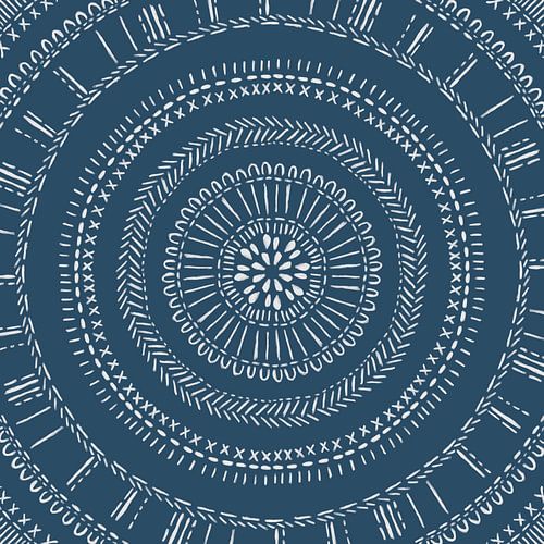 Modern navy blue boho - African native print