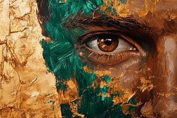 Moment van transformatie in goud en groen van Poster Art Shop