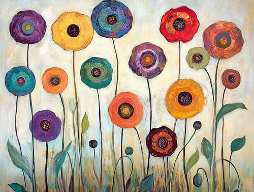 Moderne Kleurrijke Bloemenkunst