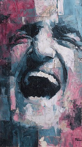 Der lachende Mann, der weinende Schatten – Abstrakter emotionaler Surrealismus, Ölgemälde