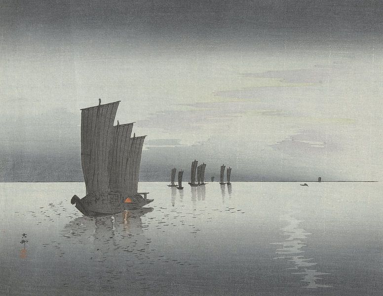 Fischerboote, Ohara Koson von Meisterhafte Meister