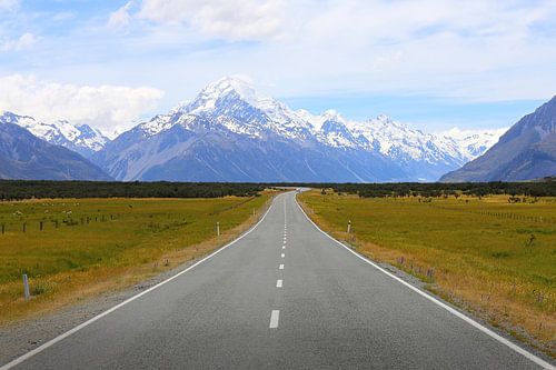 De weg naar Mount Cook / Nieuw - Zeeland