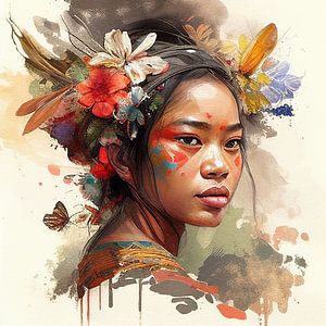 Tropical Floral Indonesian Woman Glow