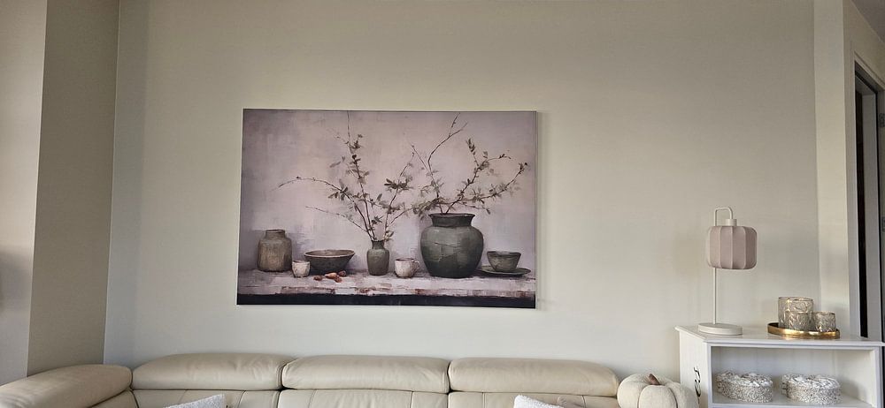 Nouvelle nature morte rurale dans de douces nuances de vert  par Carla Van Iersel 