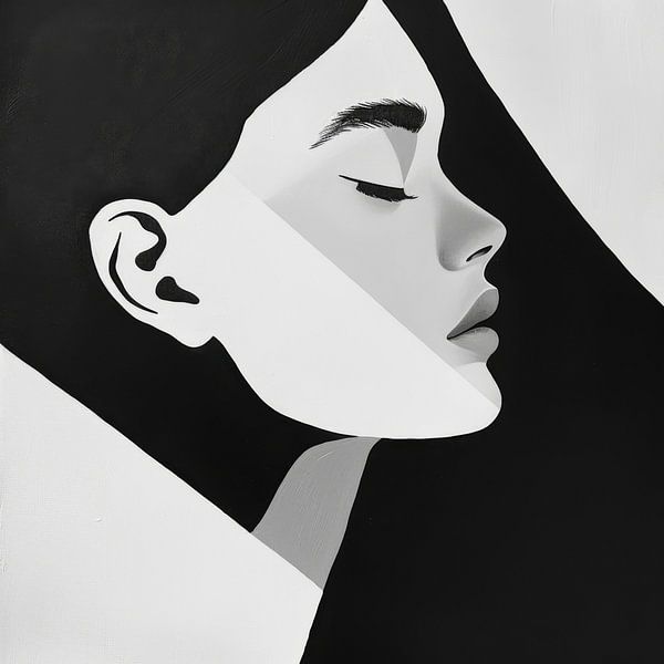 Frau Schwarz Weiß von Poster Art Shop