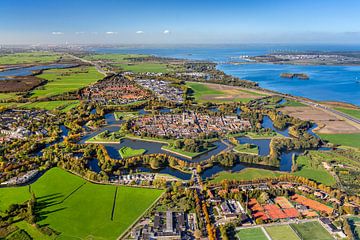 Netherlands, Naarden, Starshaped fortress. Aerial view.