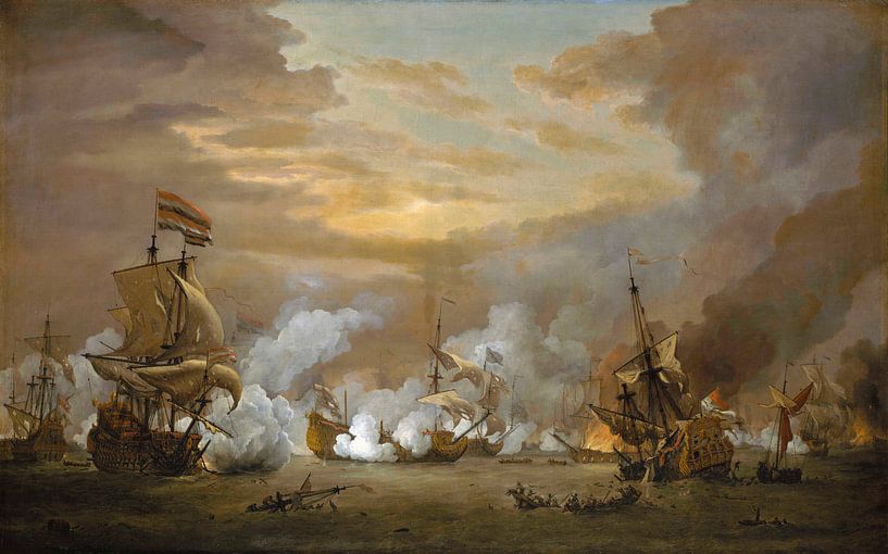 The Battle of the Texel, Willem van de Velde the Younger by Meesterlijcke Meesters