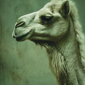 Camel Profile in Soft Green Portrait by Femea Art ai