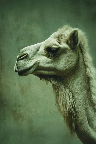 Camel Profile in Soft Green Portrait