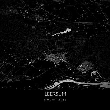 Schwarz-weiße Karte von Leersum, Utrecht. von Rezona