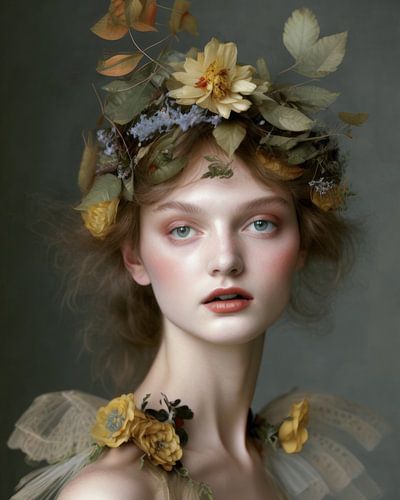 Portret "I love nature" in pastelkleuren