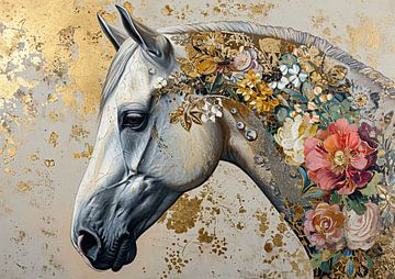 Gouden Paard Portret | Paard | Goud van De Mooiste Kunst