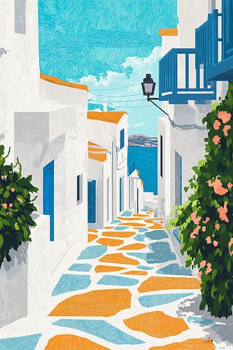 Zomers straatje op Santorini