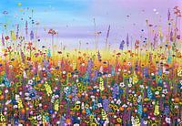 Kleurrijk bloemenveld schilderij