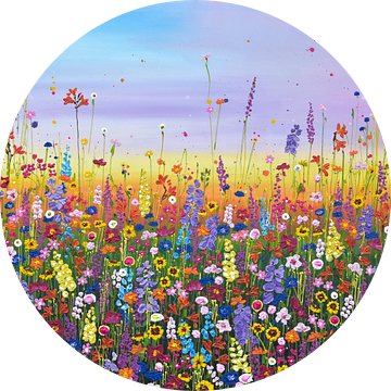 Kleurrijk bloemenveld schilderij van Bianca ter Riet