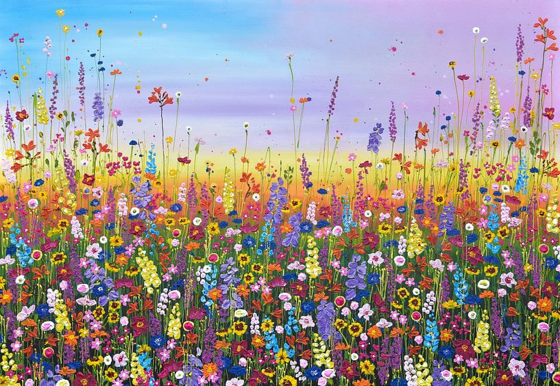 Kleurrijk bloemenveld schilderij van Bianca ter Riet
