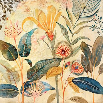 Botanische bloemen en planten print behang van Vlindertuin-Art