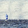 Zeilen op de Oosterschelde (Zeeland, Nederland) (kunstwerk) van Art by Jeronimo