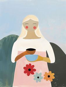 Illustration "Mädchen in Pastellfarben"