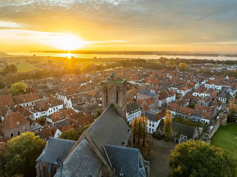 Elburg ancient walled city during autumn seen from above by Sjoerd van der Wal Photography
