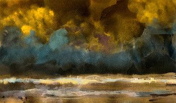 Lucht en water bij nacht van Claudia Gründler