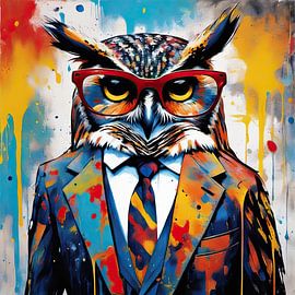 Pop Art Owl 01.80 by Eye catching paintings