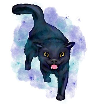 Lachende zwarte kat van Antiope33
