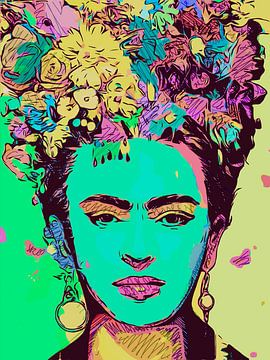 Frida - farbenfrohes Pop-Art-Porträt von The Art Kroep