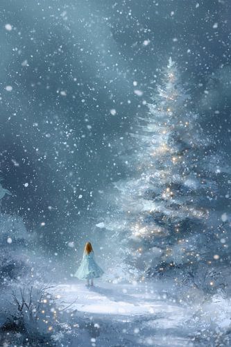 Girl in Blue Dress Winter Light in Silence