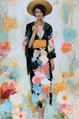 Frau mit Blumen von Egon Zitter