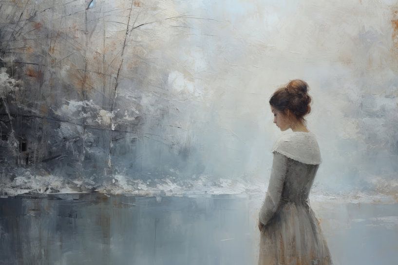 Porträt einer jungen Frau in einer Winterlandschaft von Carla Van Iersel