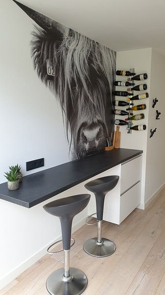 Customer photo: Portrait Scottish Highlander black and white by Sandra van Kampen