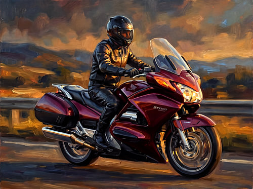 Honda ST1300 Pan European à l'heure dorée