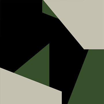 Grün Schwarz Weiß Abstrakte Formen Nr. 1 von Dina Dankers