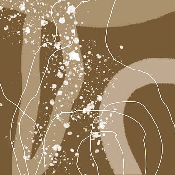 Abstract organic lines and shapes in gold and brown no. 1_9 by Dina Dankers