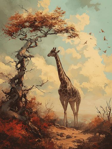 Surrealism in an unusual landscape - Giraffe