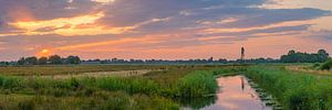 Panorama Sonnenaufgang Windmotor Oudega