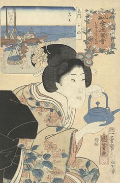 De ijverige serveerster, Utagawa Kuniyoshi, 1852. Japanse kunst ukiyo-e. van Dina Dankers