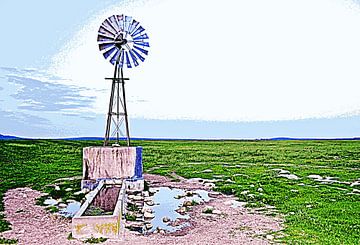 een waterpomp windturbine gemengde techniek van Werner Lehmann
