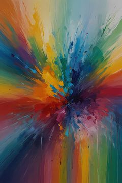 Explosion dynamique des couleurs dans l'art abstrait sur De Muurdecoratie