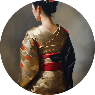 De mysterieuze Japanse vrouw in kimono van Jolique Arte