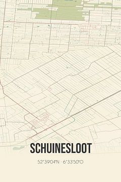 Vintage landkaart van Schuinesloot (Overijssel) van Rezona