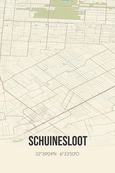 Vintage map of Schuinesloot (Overijssel) by Prints of Place