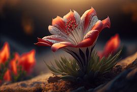 Flowering Sunlit Amaryllis by Surreal Media