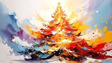 Le sapin de Noël, une apparition sculpturale entre forme abstraite, chaleur ascendante et espace chromatique vibrant d'atmosphère