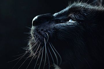 Zwarte kat in het schaduwspel van De Muurdecoratie