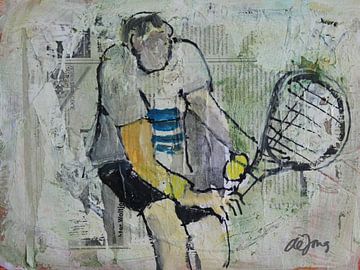 Tennis, man tenisser van Leo de Jong