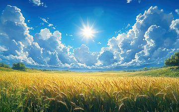 Goldene Felder unter einem strahlenden Himmel